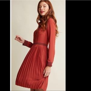 Rust Long Sleeve Shirt Dress